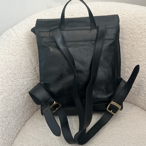 The Old Angler Black Smooth Italian Leather Backpack EUC Like New - Picture 3 of 16